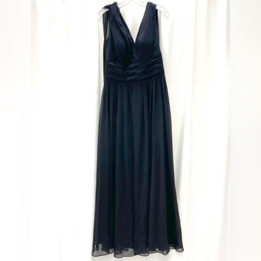 MACloth Couture black sleeveless ruched Watteau maxi dress